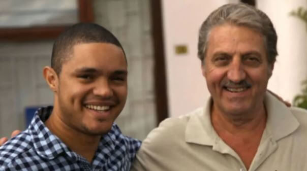 Isaac Shingange's brother, Trevor Noah, with his father, Robert Noah.